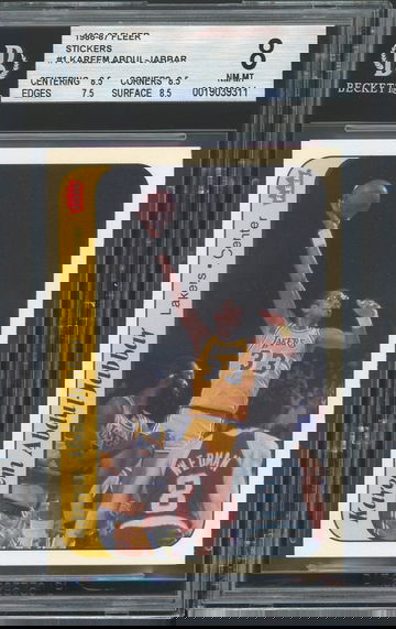 1986 FLEER STICKERS #1 KAREEM ABDUL-JABBAR BGS 8 NM-MT (8.5, 8.5, 7.5, 8.5)