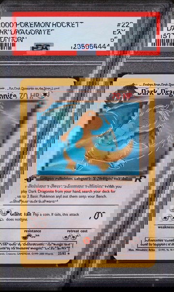 2000 Pokemon Team Rocket 1st Edition Dragonite #22 PSA 5