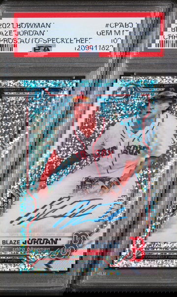 2021 Bowman Chrome Prospect Autograph Speckle Refractor Blaze Jordan #CPABJ /299 PSA 10