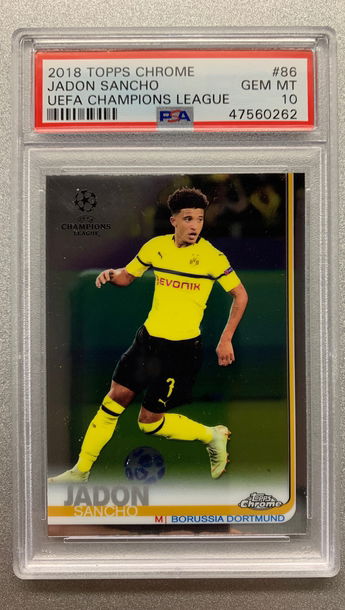 JADON SANCHO 2018 TOPPS CHROME ROOKIE PSA 10 GEM MINT 