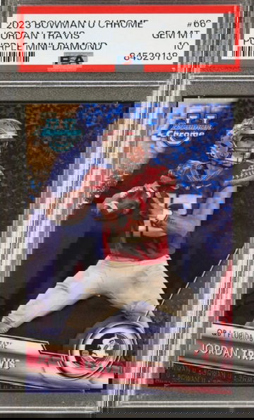 💎2023 Bowman U Chrome Jordan Travis Purple Mini Diamond /399 💎
