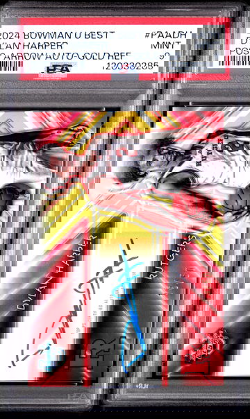 Dylan Harper 2024 Bowman University Best Possession Arrow Autographs Gold Ref 13/50 #PAADH PSA 9 Auto