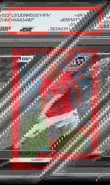 2022-23 Donruss FIFA Erling Haaland Red #'d /99 PSA 10 GEM MINT