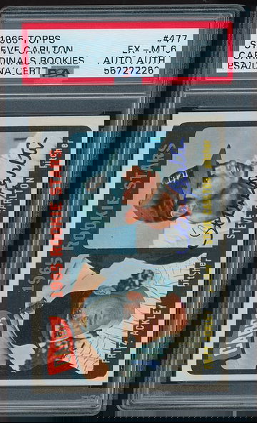 1965 Topps Steve Carlton RC Rookie Card Signed PSA/DNA 6 Auto