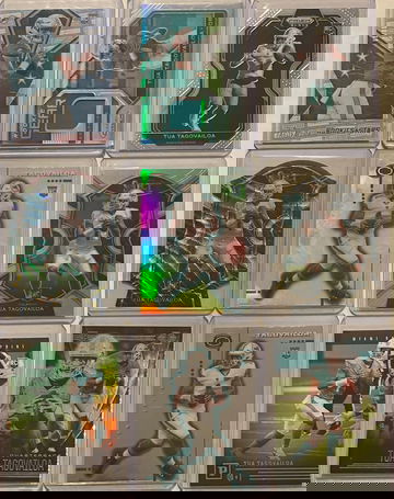 2020 and 2021 Tua Tagolvailoa Rookie and second year 17 card lot! Miami Dolphins