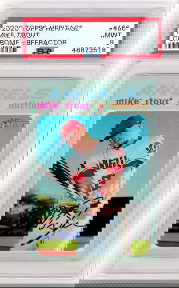 2020 Topps Heritage #466 Mike Trout Chrome Refractor PSA 9 MINT!