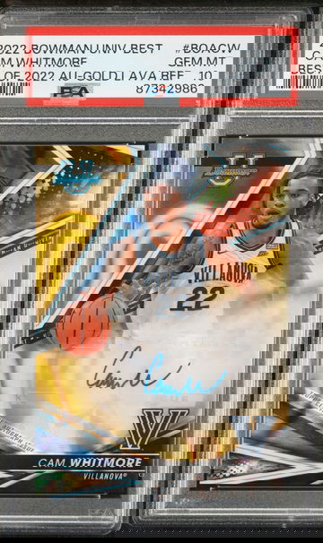 2022 Bowman Univ Best Gold Lava Cam Whitmore #BOACW Auto /75 PSA 10