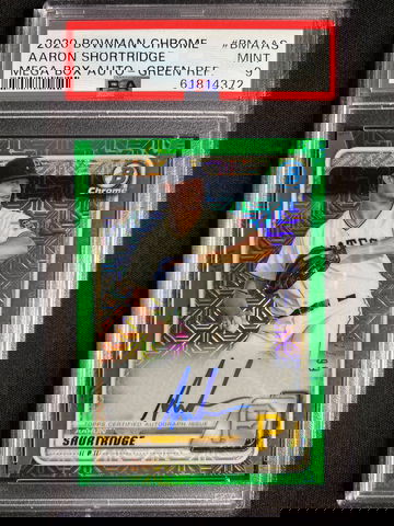 2020 Bowman Aaron Shortridge Bowman Chrome Green Mega Box Auto /99 PSA 9 SP