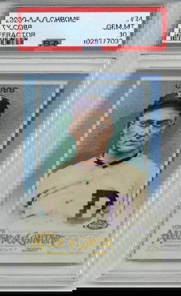 2020 TOPPS ALLEN & GINTER CHROME REFRACTOR #74 TY COBB CARD TIGERS PSA 10