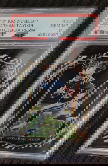 2020 Panini Select Jonathan Taylor Die Cut Zebra Prizm PSA 10