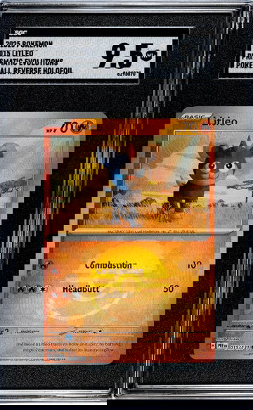 2025 Pokémon Prismatic Evolutions Poké Ball Reverse Holo Litleo #015/131 SGC 9.5