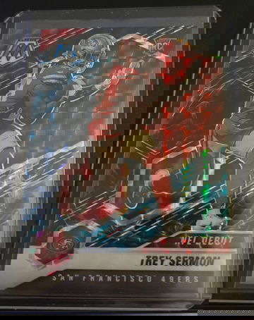 2021 Mosaic Trey Sermon NFL Debut Genesis Prizm SP Rookie RC #255 49ers