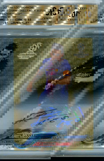 2017 Topps Chrome UEFA Champions League Lionel Messi Superfractors BGS 9.5 auto 10