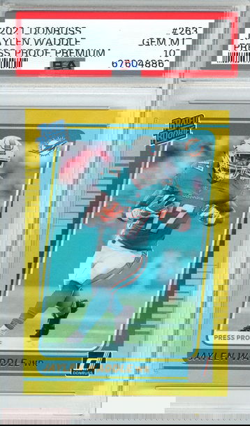 2021 PANINI DONRUSS JAYLEN WADDLE #263 PRESS PROOF PREMIUM RC PSA 10 GEM MT