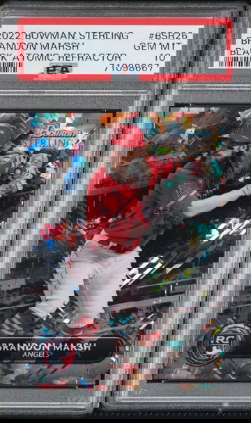 2022 Bowman Sterling Black Atomic Refractor Brandon Marsh #BSR26 RC /10 PSA 10