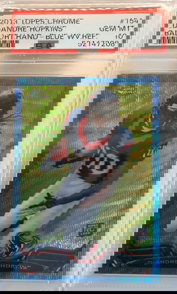 2013 TOPPS CHROME DEANDRE HOPKINS BLUE WAVE REFRACTOR PSA 10 GEM MINT ROOKIE RC #154