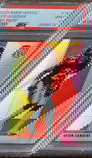 2020 SP DEION SANDERS Panini Mosiac SILVER Prizm PSA 9 #18 Atlanta Falcons