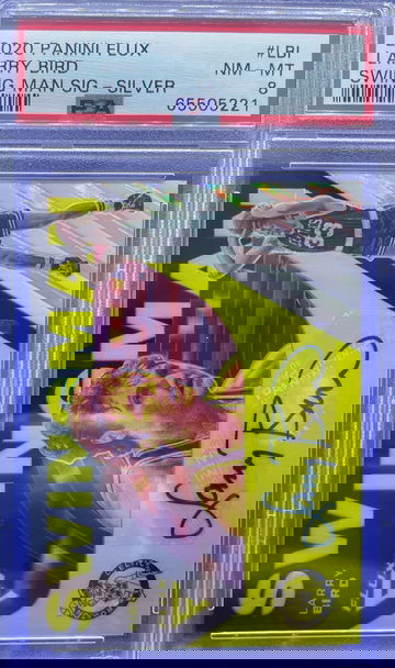 2020-21 Panini Flux Swingman Silver Larry Bird Celtics Prizm AUTO PSA 8 NM-MT SP