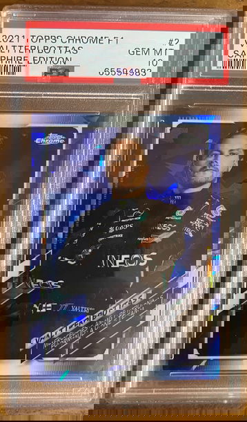 2021 TOPPS CHROME F1 SAPPHIRE VALTTERI BOTTAS #2 PSA 10 GEM MINT