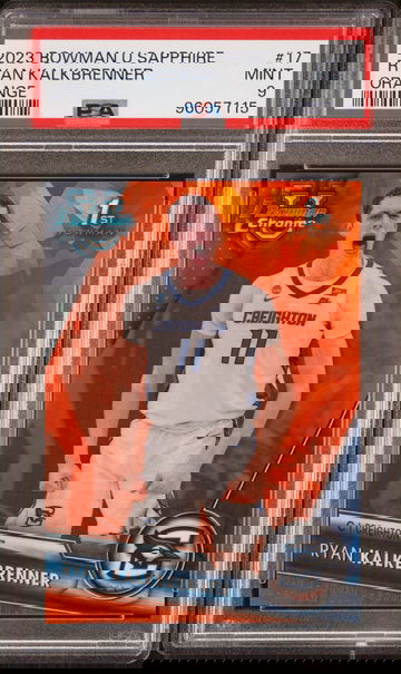 2023 Bowman University Chrome Sapphire Orange Ryan Kalkbrenner #17 /25 PSA 9