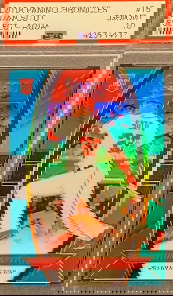 2018 Panini Chronicles JUAN SOTO #15 Select Aqua 136/299 Gem Mint PSA 10