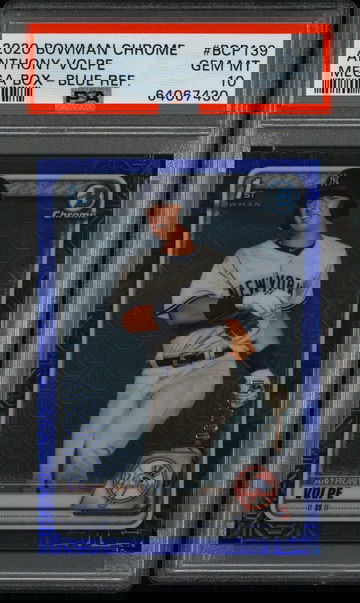 2020 Bowman Chrome Mega Box Prospects Blue Refractor Anthony Volpe #BCP139 /150 PSA 10