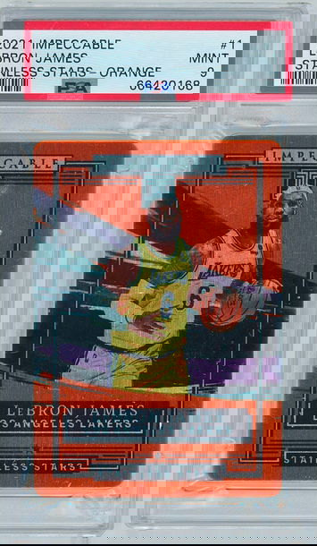 2021 Impeccable #1 Lebron James - Stainless Stars - Orange # /30 (PSA 9) | Lakers (NBA) Basketball SSP