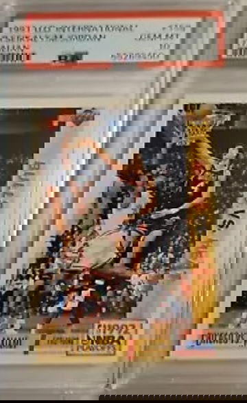 1991 Upper Deck UD International Italian 158 Michael Jordan Rony Seikaly Chicago Bulls vs. Miami Heat PSA 10 Gem Mint