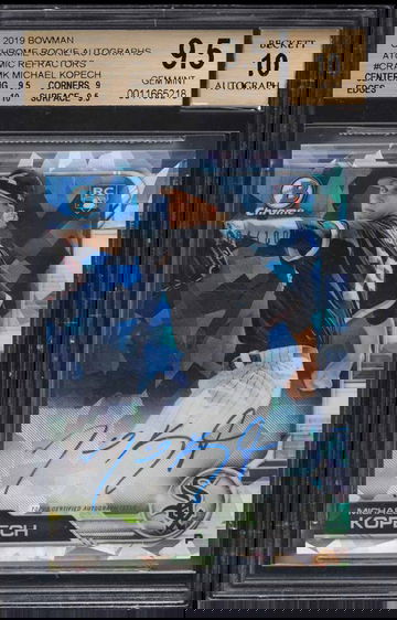 2019 Bowman Chrome Michael Kopech Auto Atomic Refractor RC #'d /100 BGS 9.5 / 10 GEM MINT