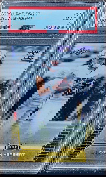 2020 JUSTIN HERBERT Leaf Draft GOLD PSA 9 XRC Rookie RC #3 *LOW POP*