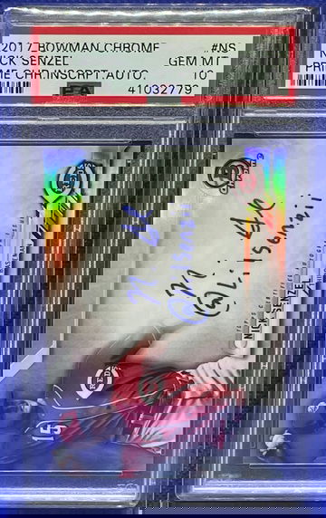 2017 Bowman Chrome Nick Senzel Prime Inscriptions Auto #'d 10/75 PSA 10 Gem Mint