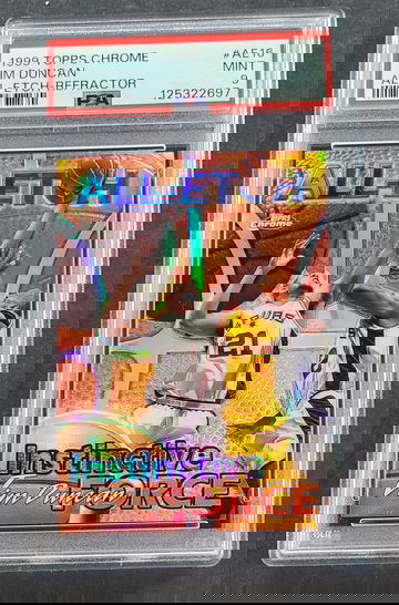 1999 TOPPS CHROME ALL-ETCH REFRACTOR #AE16 TIM DUNCAN PSA 9 MINT *POP 18*