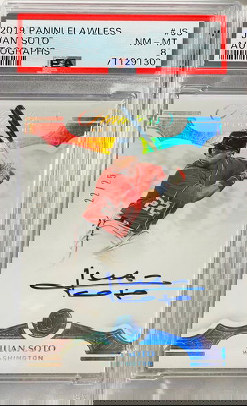 2019 Juan Soto Flawless 22/25 Jersey # PSA 8 On Card 