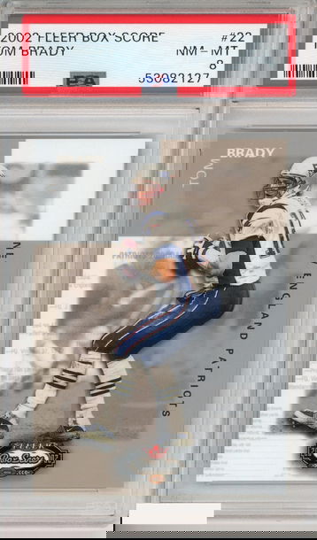 2002 FLEER BOX SCORE TOM BRADY #22 NEW ENGLAND PATRIOTS PSA 8 NM-MT