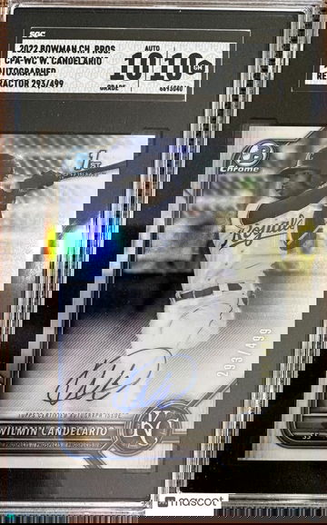 2022 BOWMAN CHROME PROSPECT AUTO  WILMIN CANDELARIO RC Royals PSA 10/10 /499