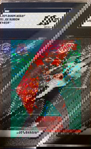 2020 PANINI MOSAIC JOE BURROW GREEN PRIZM SGC 10 - PRISTINE