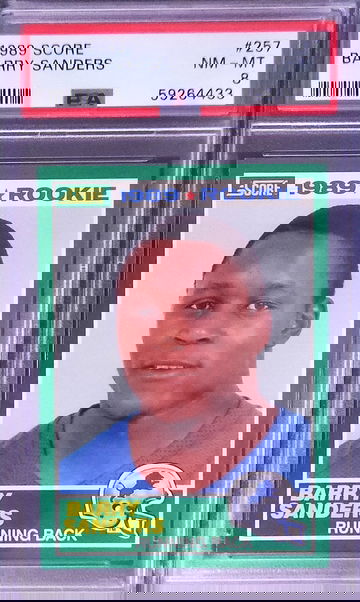 1989 Score Barry Sanders Rookie RC #257 PSA 8 Lions HOF