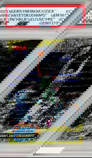 2023 PANINI HOOPS PRE STK ATTACK THE RACK G ANTETOKOUNMPO #2 GLD DSC PRZ PSA 10