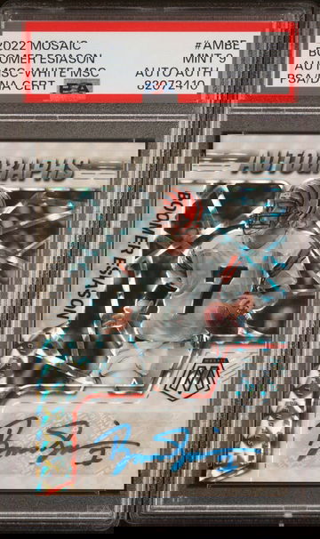 2022 PANINI MOSAIC AUTOGRAPHS MOSAIC WHITE MOSAIC BOOMER ESIASON 01/25 PSA 9