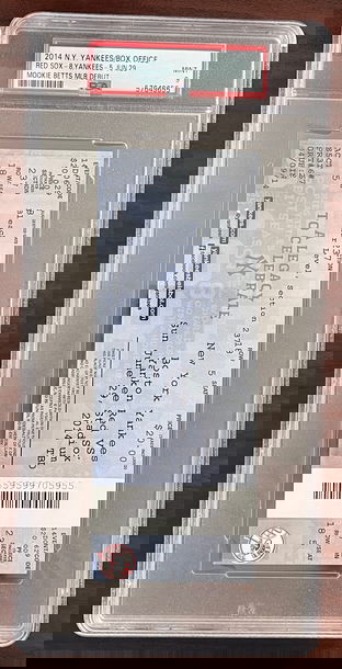 Mookie Betts Debut Ticket, 1st Game, 1st Hit 6/29/14 PSA 9