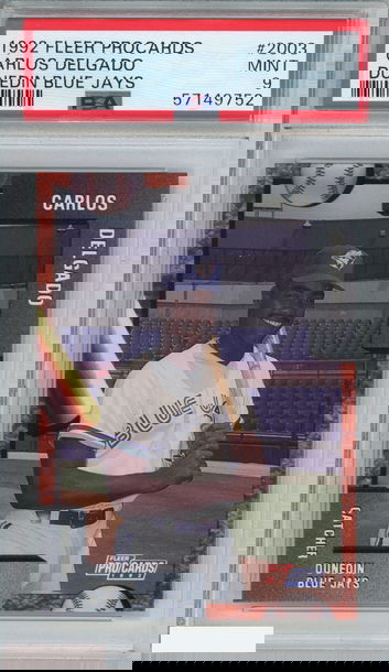 1992 FLEER PROCARDS CARLOS DELGADO #2003 DUNEDIN BLUE JAYS ROOKIE RC PSA 9 MINT