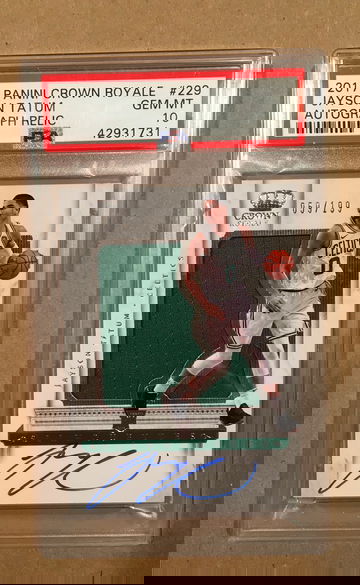 2017-18 Panini Crown Royale Jayson Tatum Silhouettes RPA /199 PSA 10 - Super Tough Grade, POP 6