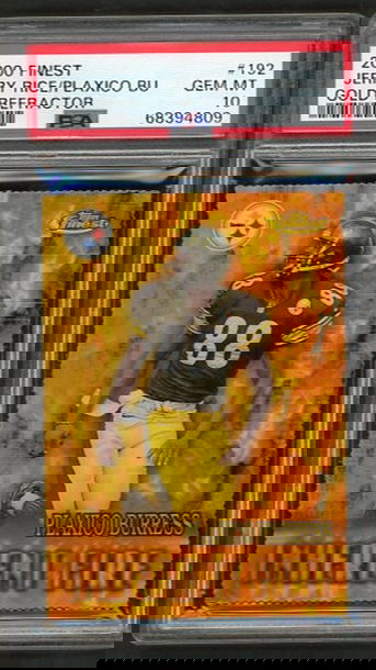 2000 Finest Jerry Rice/Plaxico Burress Inherent Fire Gold Refractor #192 PSA 10 [FT-2B.34]