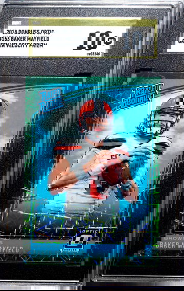 2018 Donruss Optic #153 Baker Mayfield Green Velocity Prizm RC SGC 10 Pristine