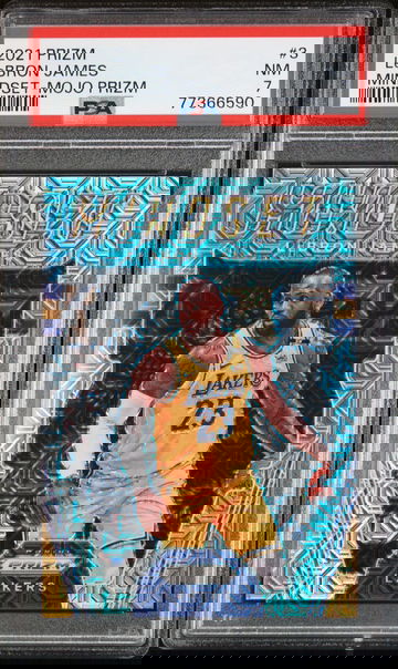 2021-22 Panini Prizm Lebron James Mindset Silver Mojo 25/25 Lakers PSA 7 NM SSP