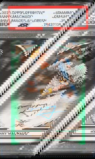 2022 Topps Definitive Defining Images Autograph Collection Defining Images Au-Green Manny Machado #DIAMMO /10 PSA 10