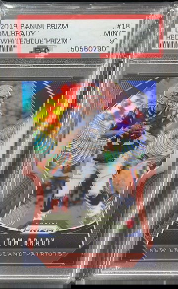 Tom Brady 2019 Panini Prizm #18 Red White Blue Prizm Refractor PSA 9 Patriots