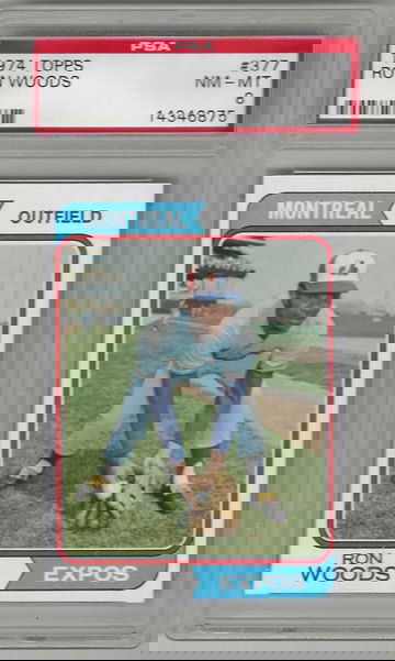 1974 Topps Baseball Card Ron Woods #377 PSA 8 Montreal Expos