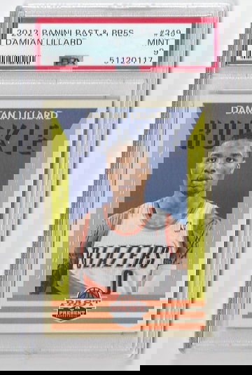 PSA 9 MINT 2012 PANINI PAST AND PRESENT DAMIAN LILLARD ROOKIE CARD CARD IS #249