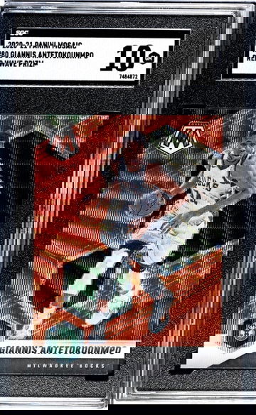 2020-21 Panini Mosaic #80 Giannis Antetokounmpo Red Wave Prizm SGC 10